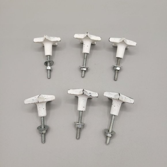 Cast Iron Stars Drawer Knobs Antiqued White Finish Set of 6 - Picture 4 of 5